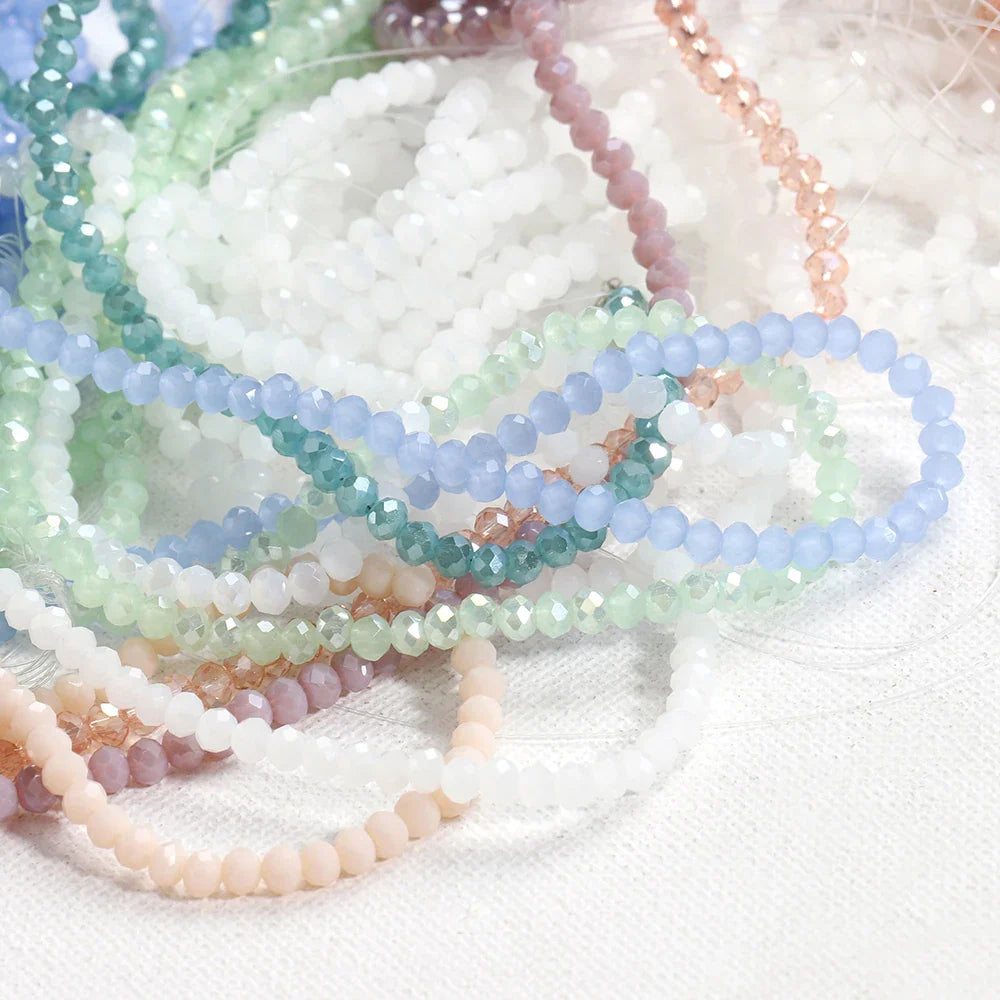 120 Pieces Crystal Glass Rondelle Beads Faceted Round Loose Spacer Beads for Jewelry Making