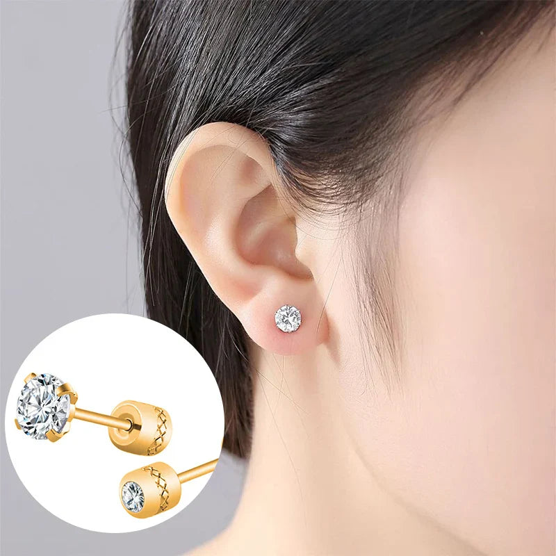 Stainless Steel Crystal Stud Earrings for Men and Women Durable Non-Fading Jewelry