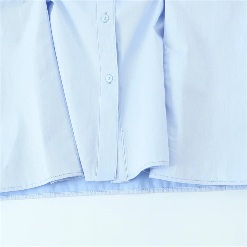 Women's Casual Waist Button-Up Shirt Long Sleeve Lapel Solid Color Slim Fit Spring Blouse