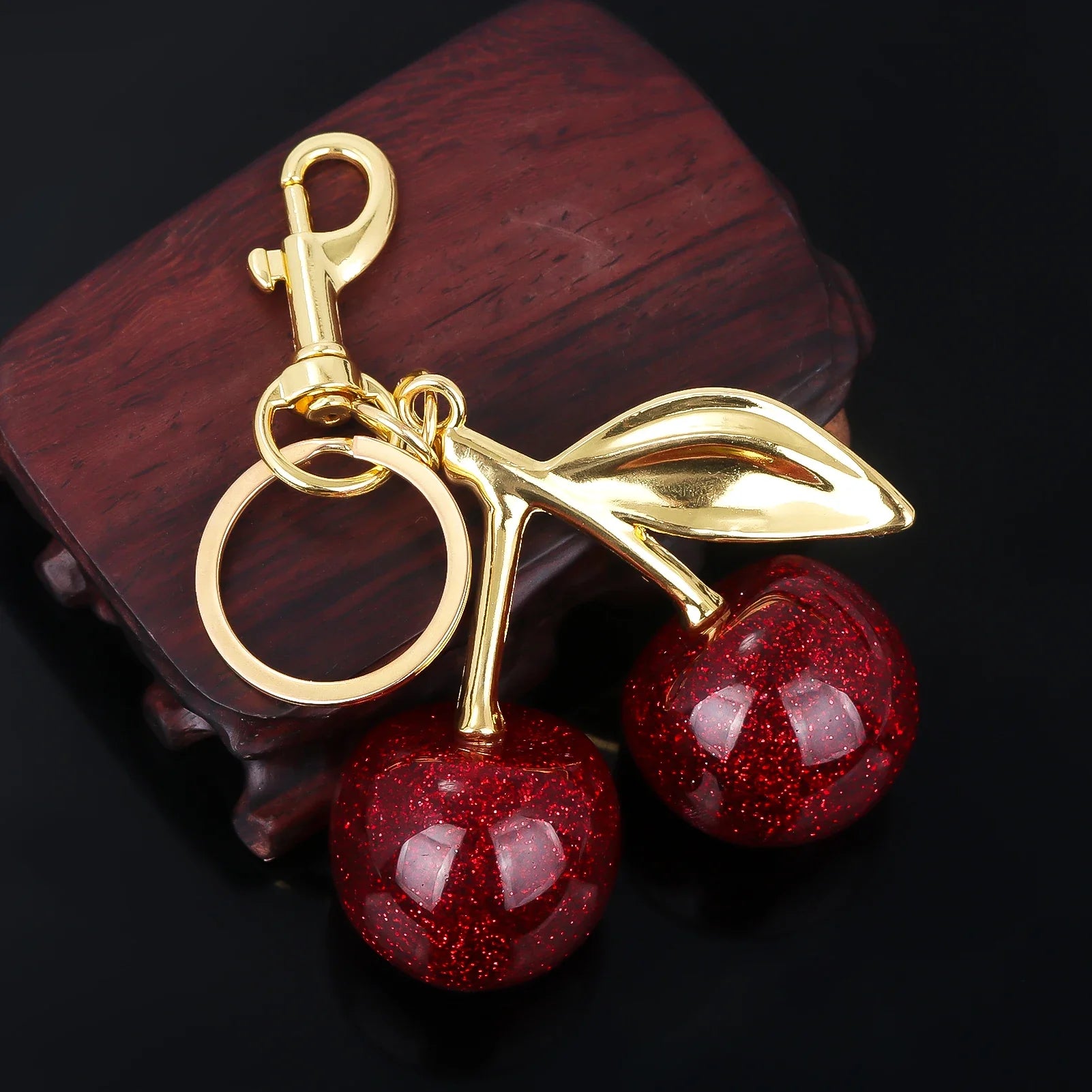 Red Cherry Keychain Summer Fruit Pendant Keyring for Women and Men Jewelry Bag Accessory Gift
