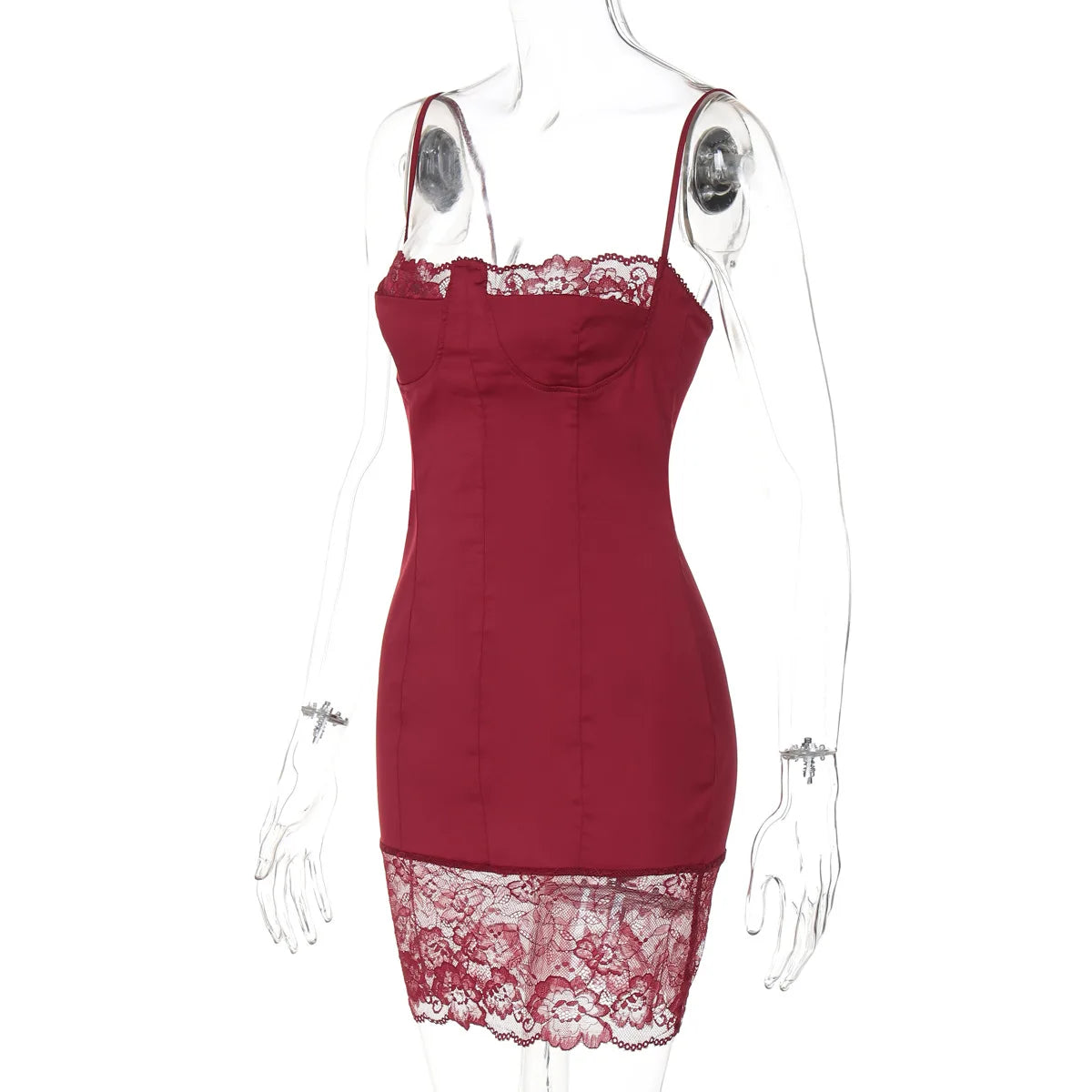 Backless Lace Patchwork Mini Dress For Women Wedding Party