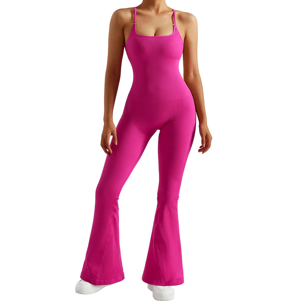 Solid Body-Shaping Sleeveless Skinny Jumpsuit Women Casual Square Collar One Piece Romper Sporty Bodysuit