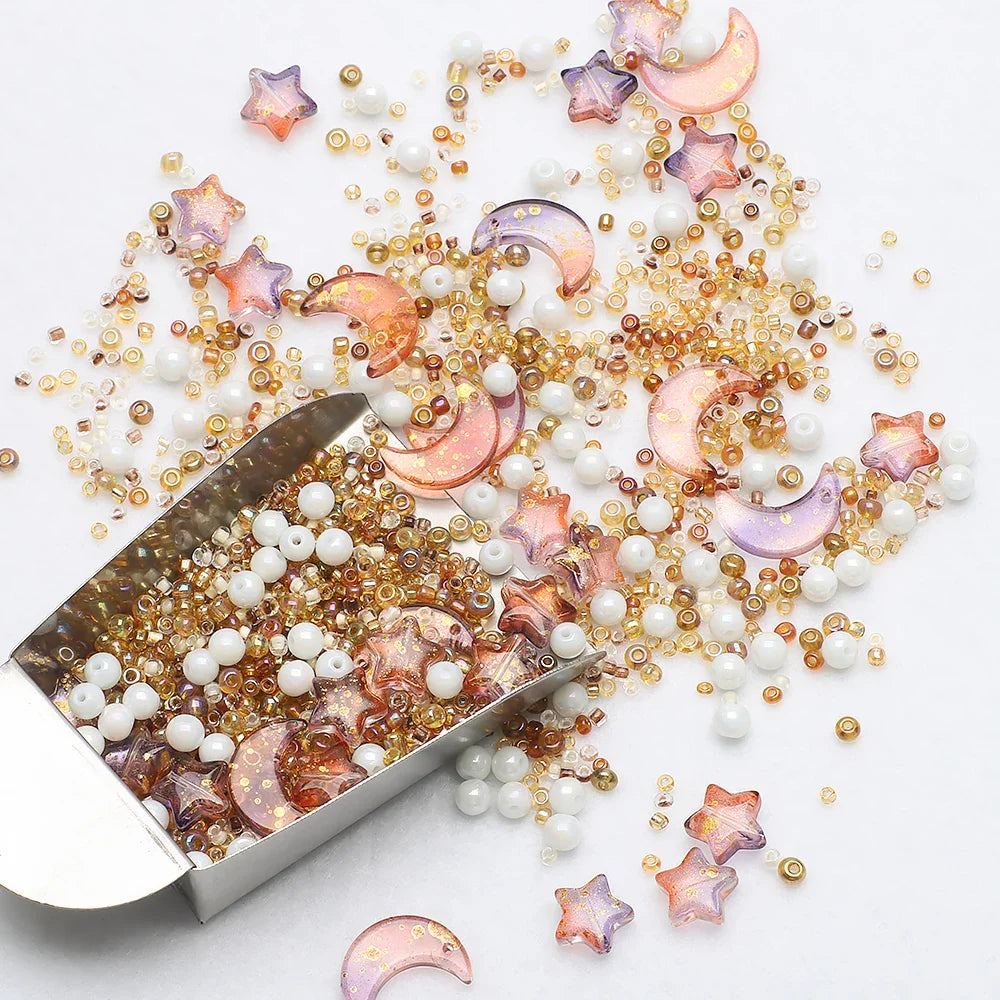 Mixed Star and Moon Crystal Glass Beads for DIY Jewelry Making Craft Bracelets Necklaces and Earrings