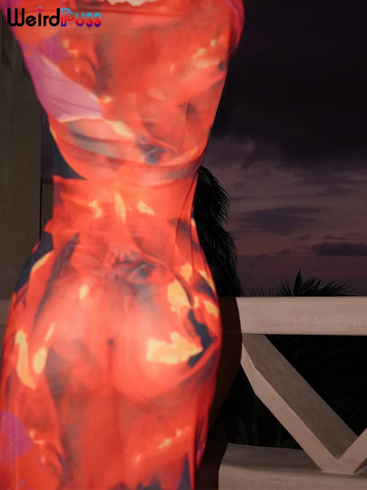 Colorful Print Velvet Bodycon Dress Women Long Sleeve