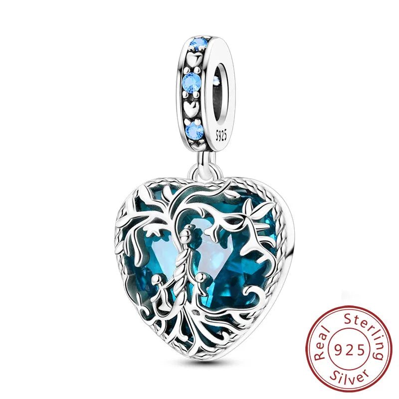 925 Sterling Silver Forever Love Heart Charms Beads for Sister Family Bracelet Jewelry Gifts