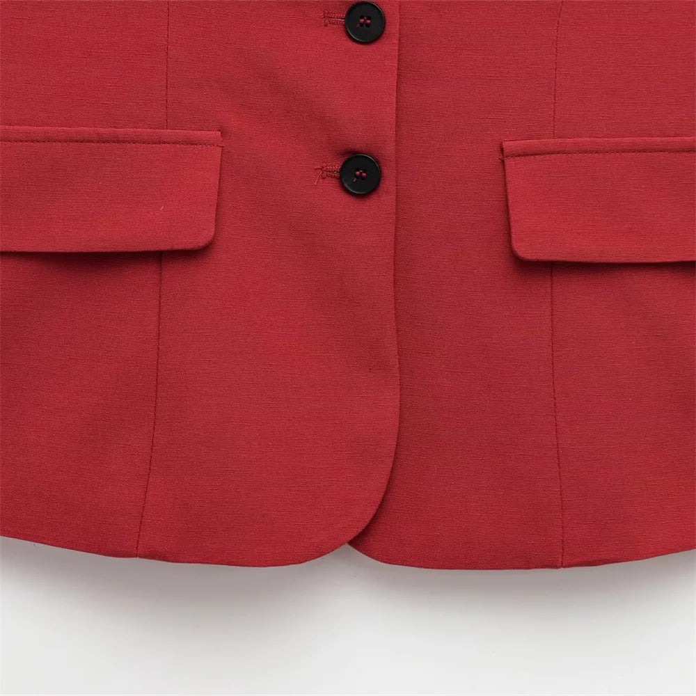 Women's Buttoned Top and Double Pleated Pants Set for Casual Spring and Summer Fashion