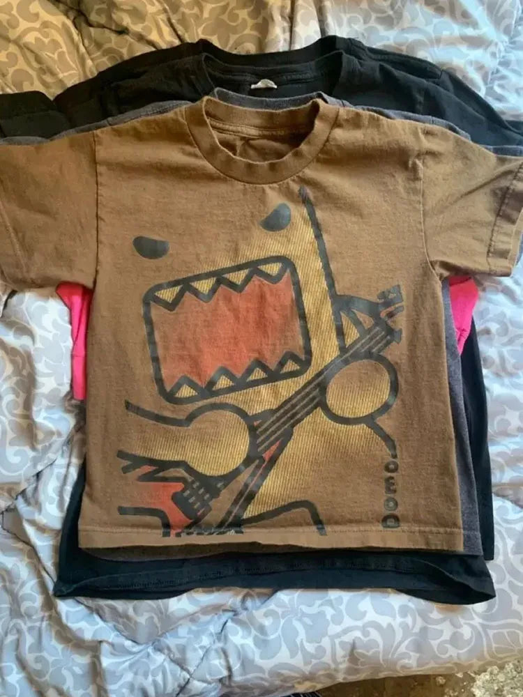 Kawaii Oversized Summer Funny T Shirts for Couples Casual Loose Cotton Tops Retro Y2K Tee