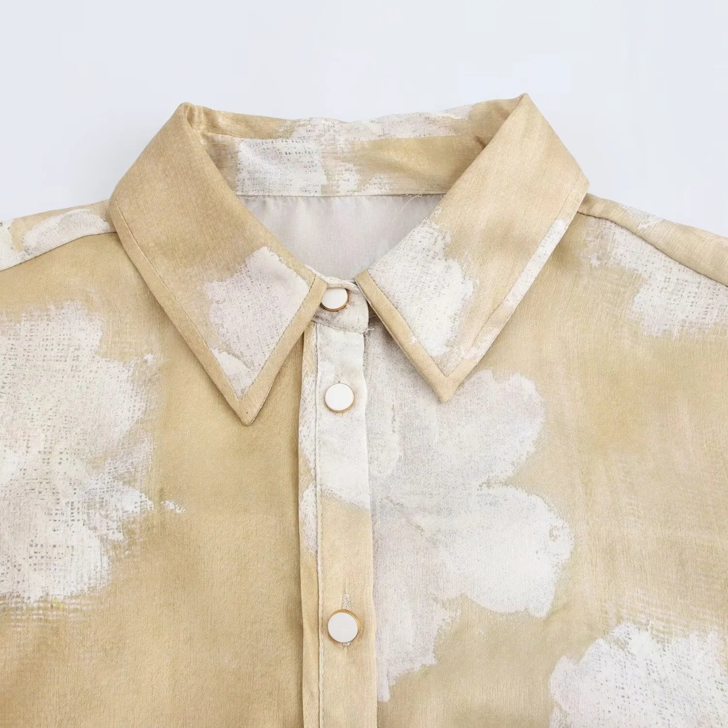 Silk Satin Flower Print Long Sleeve Shirt and Pants Set for Women