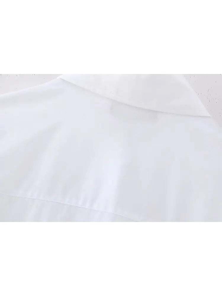 Women's Casual Lapel Collar Single Breasted Blouse with Pockets and Rivet Detail Long Sleeve Shirt