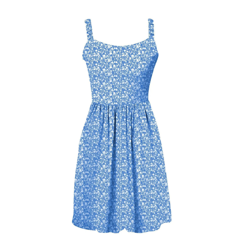 Sleeveless Summer Square Neck Dress With Pockets High Waisted