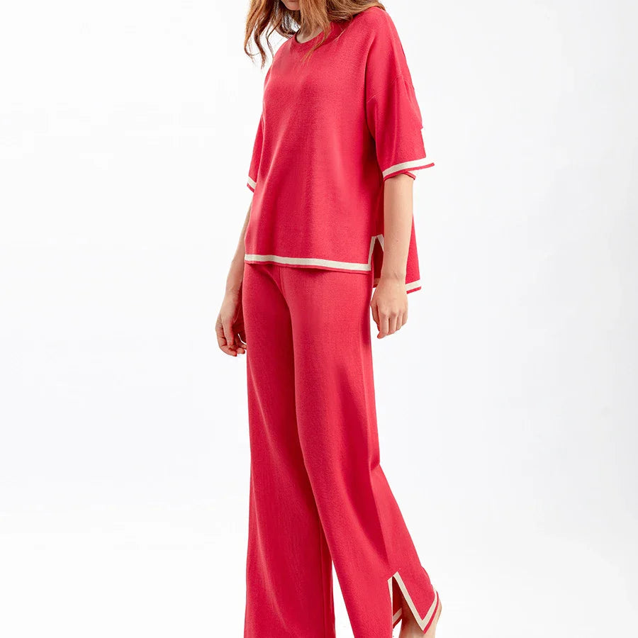 Casual Elegant Women's 2-Piece Sportswear Set with O-Neck Hoodie and Wide Leg Pants for Autumn and Winter