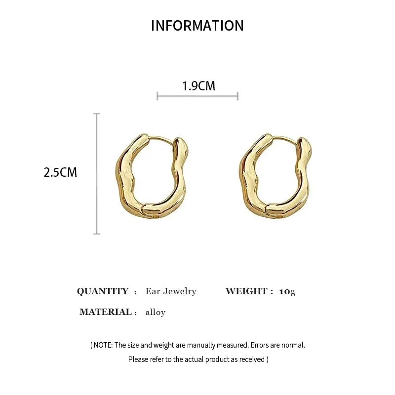 Gold Color Metallic Geometric Hoop Earrings for Women Personalized Irregular Design Party Jewelry