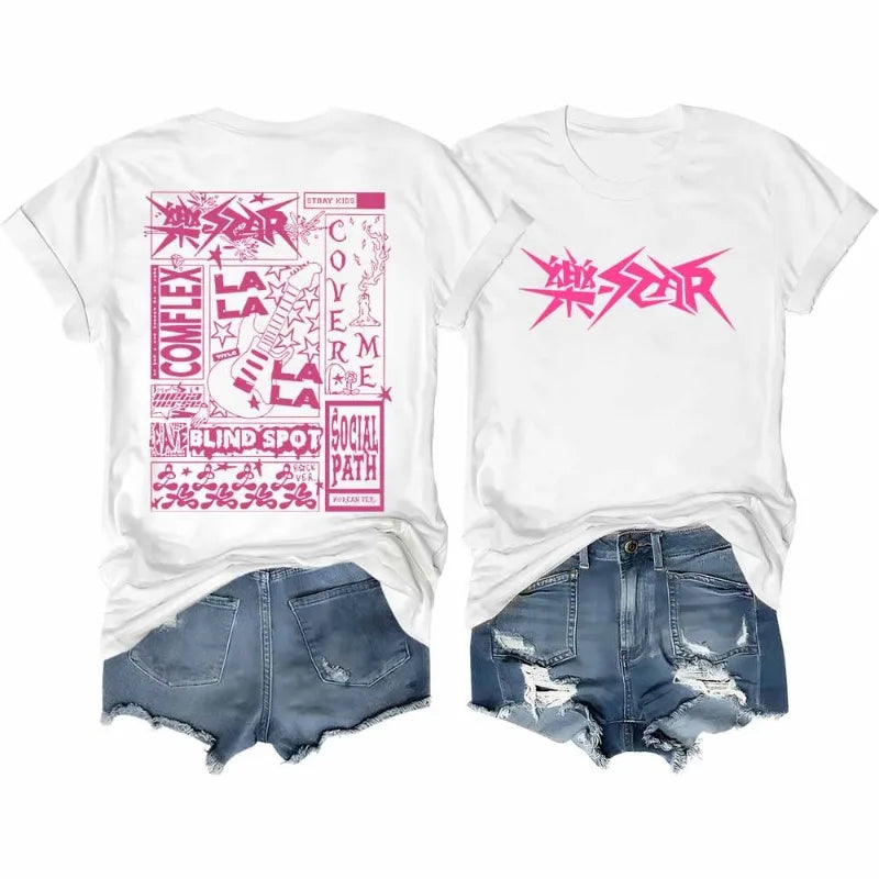 Stray Kids Kpop T-Shirt Rock Star Short Sleeve Cotton Tee with Streetwear Design