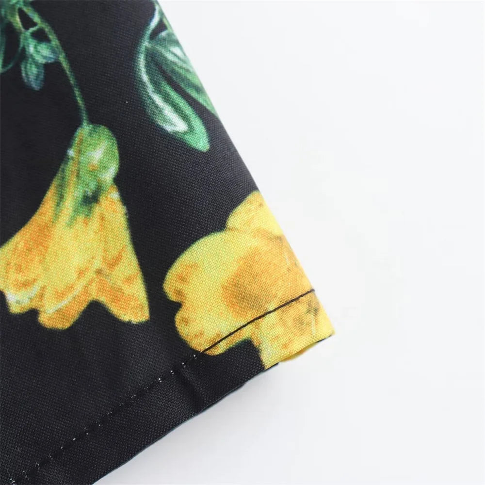 Open Back Midi Dress With Flower Print Strappy Detail