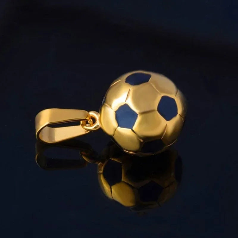 Football Necklace with Stainless Steel Chain for Men Boys Gift Pendant in Gold and Silver