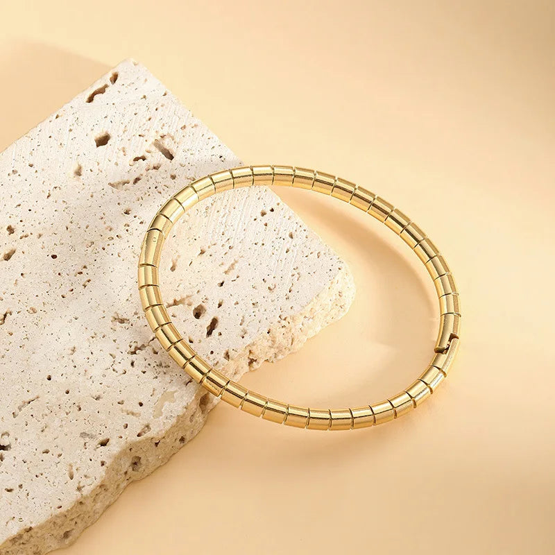 Waterproof Stainless Steel Cuff Bracelet for Women Smooth Openable Bangles Jewelry Gift