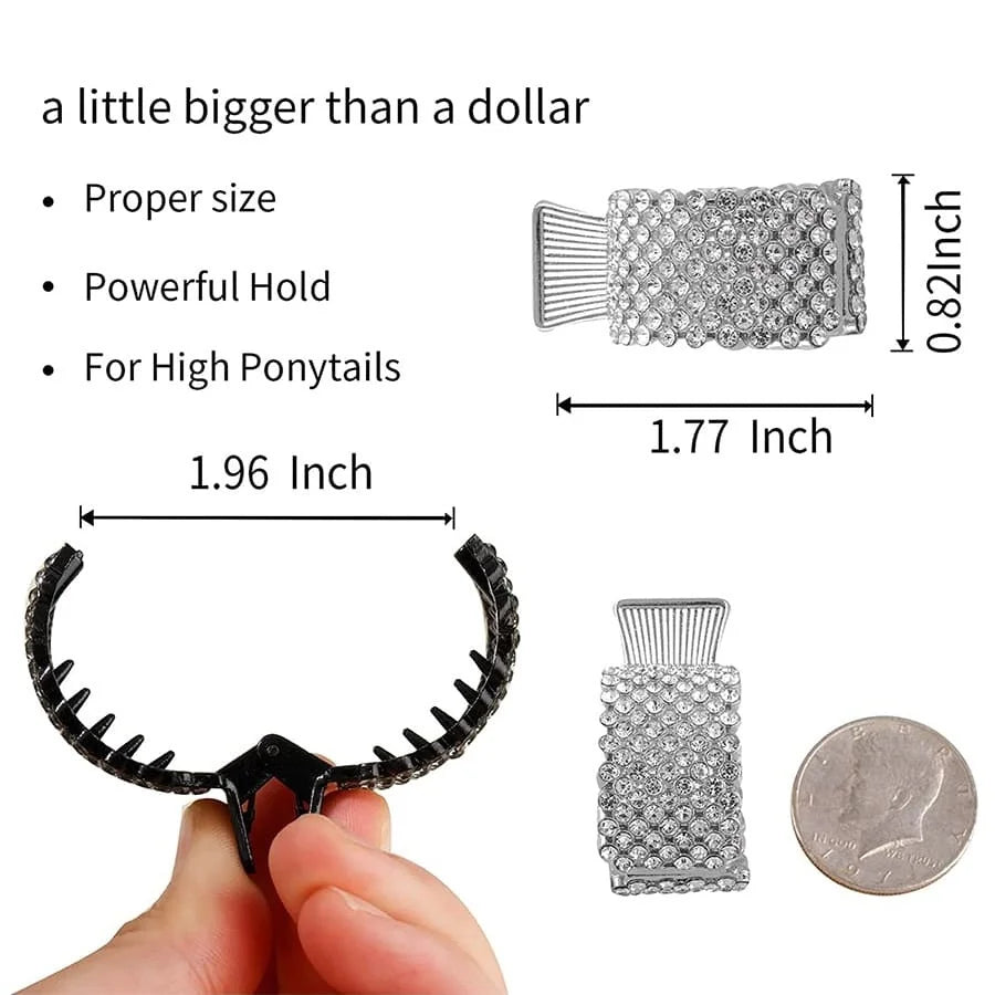 Elegant Pearl Rhinestone Hair Clip for Women and Girls Mini High Ponytail Holder Crystal Hair Claw Accessory