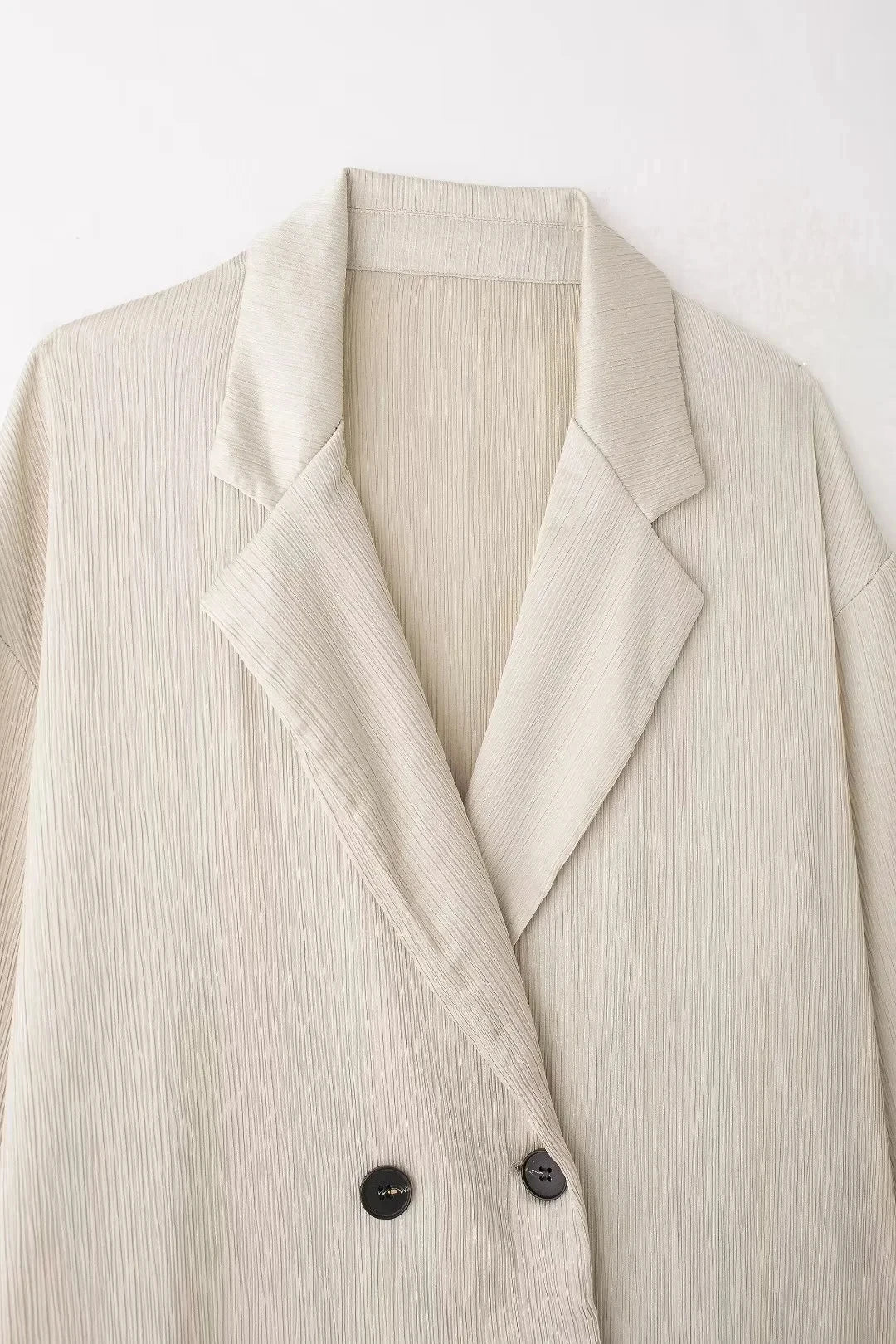 Trendy Women's Cozy Suit Set with Double Breasted Coat and Wide Leg Pants