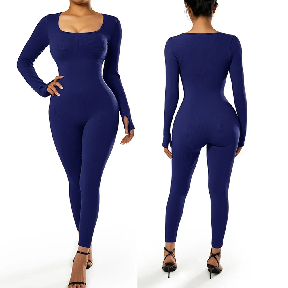 Bodycon Slim Fit Zipper Jumpsuit for Women Casual Brown Fitness Romper Streetwear Playsuit Overall