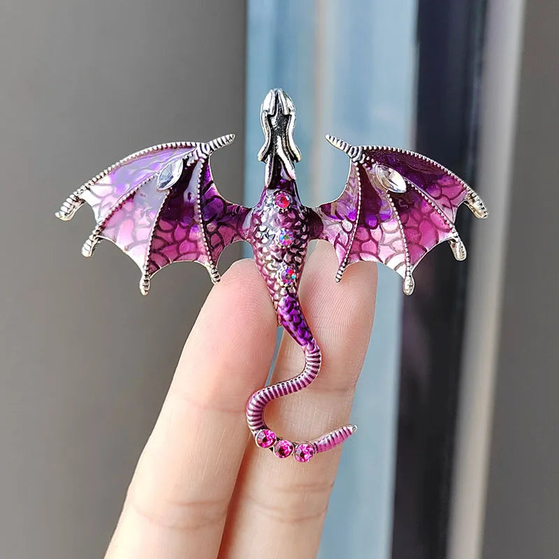 Custom Diamond-Encrusted Dragon Brooch Enameled Animal Pin for Stylish Accessories