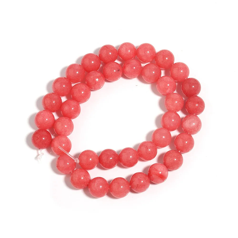 Natural Pink Chalcedony Stone Beads for Jewelry Making DIY Bracelet and Necklace Accessories