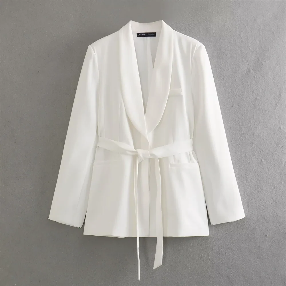 Elegant Women's Slim Fit Suit Set with Belt and Straight Leg Pants for Stylish Commuting