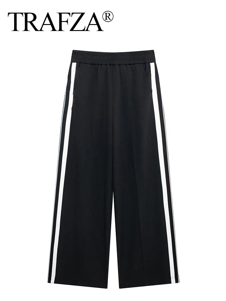 Women's Long Sleeve Zip Jacket and Elastic Waist Trousers Side Stripe Activewear Set