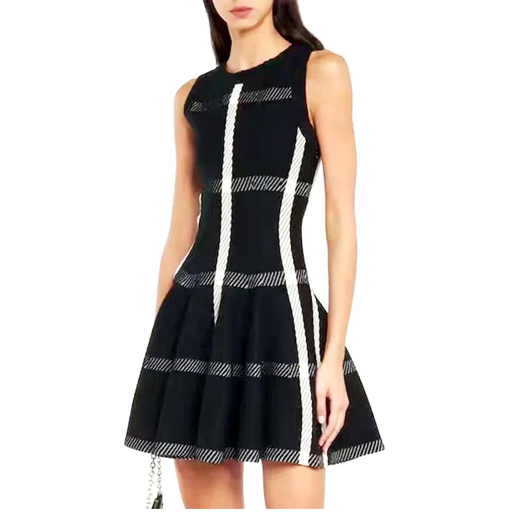 Elegant Black Knit Dress For Women Sleeveless Party Dress