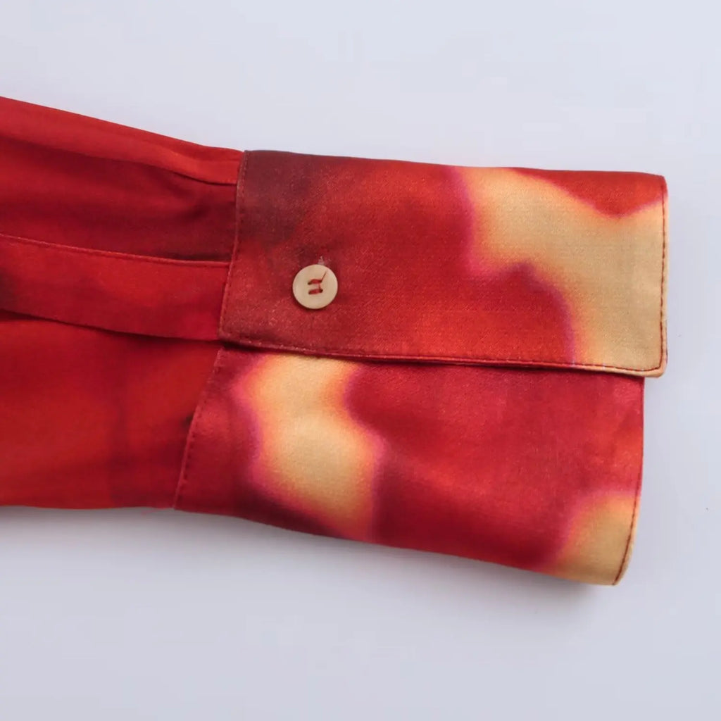 Elegant Printed Silk Satin Dress Autumn Slim Fit For Women