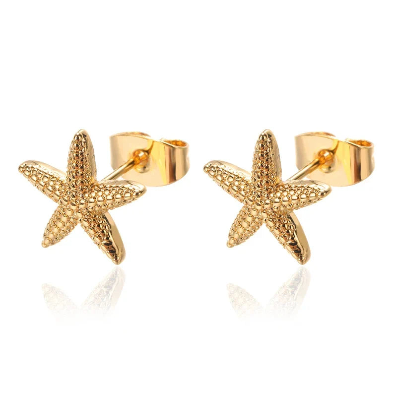 Vintage Starfish Stainless Steel Stud Earrings for Women Ocean Inspired Jewelry Gift