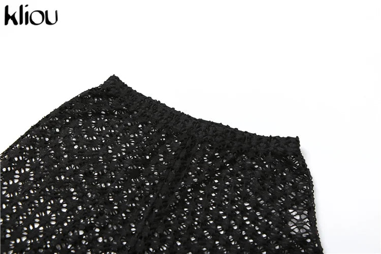 Sexy Coquette 2 Piece Set Sheer Long Sleeve Slim Top and High Waist Flare Pants Nightclub Outfit