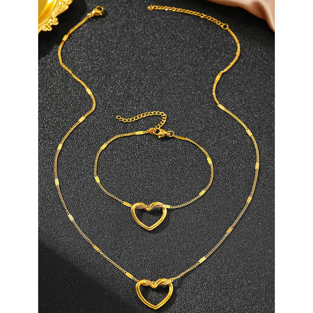 Stainless Steel Twisted Heart Jewelry Set for Women - Elegant Luxury Anniversary Gift
