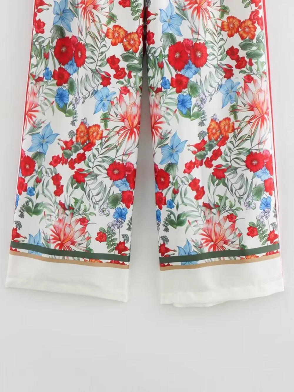 Women's Bohemian Casual Trousers Set with Long Sleeve Shirt and High Waisted Wide Leg Pants