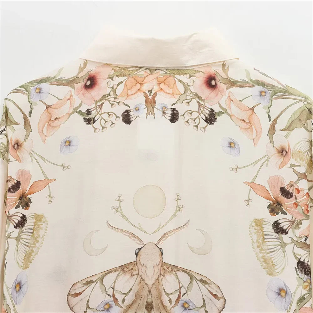 Floral Pattern Women's Shirt and Long Pants Set for Spring Fashion