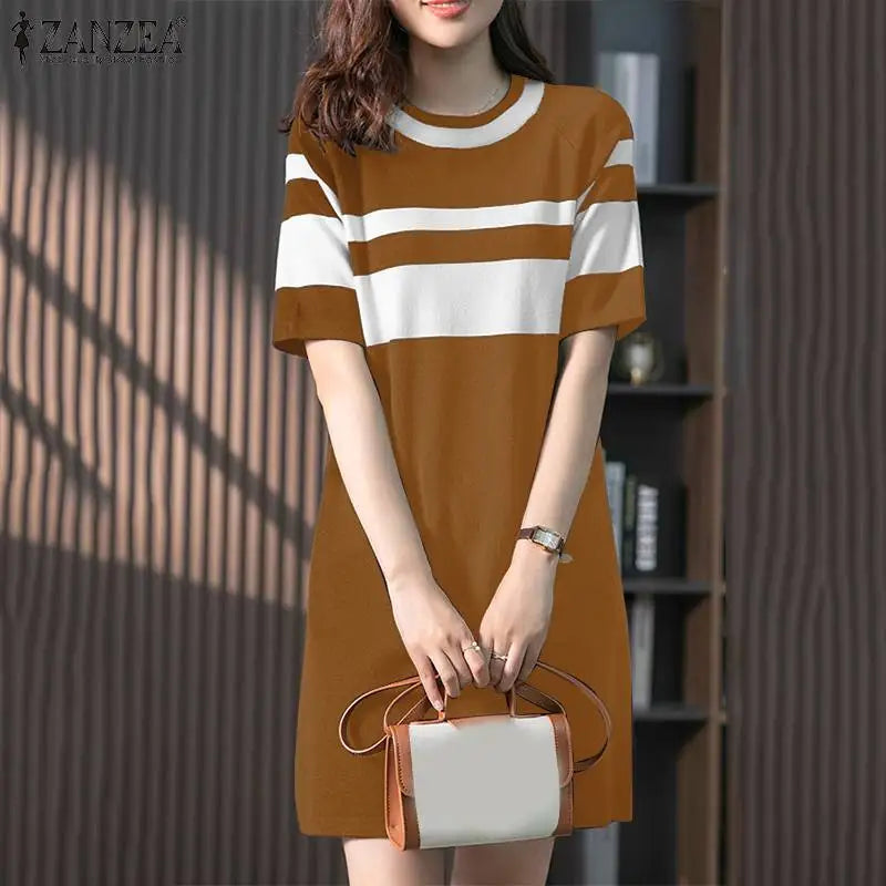 Knee Length Summer Patchwork Sundress Casual For Women