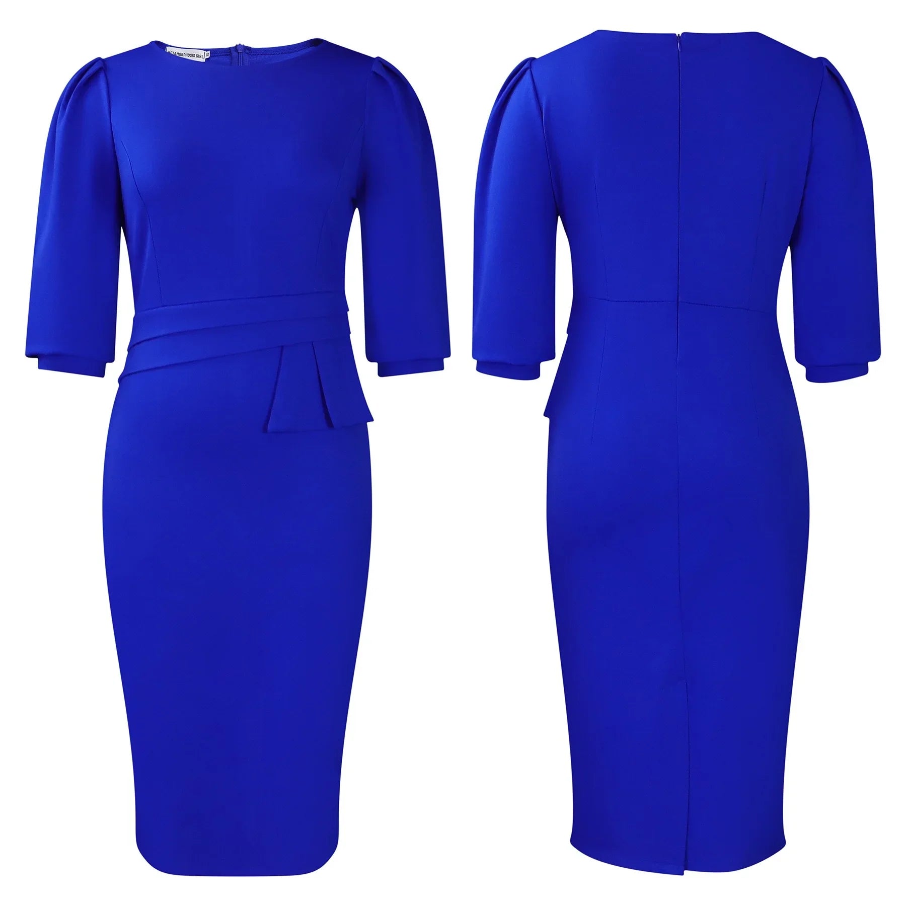 Elegant Office Dress For Women O Neck Half Sleeve Sheath