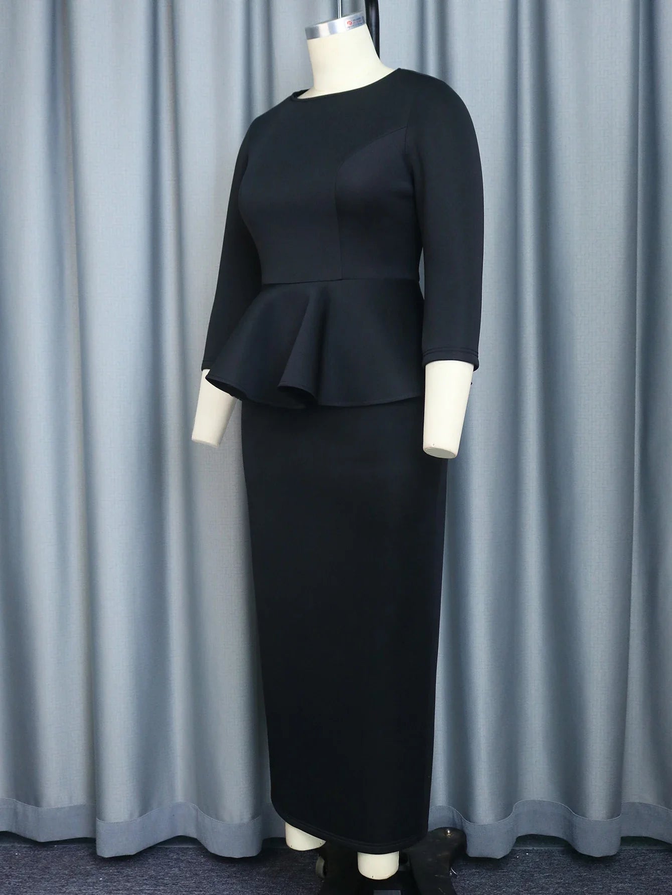 Black Ruffle Dress Three Quarter Sleeve Empire Waist Gown