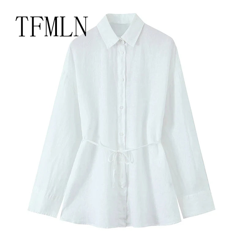 Oversized Women Blouse Summer Casual Long Sleeve Single Breasted Shirt Fashion Loose Fit Top