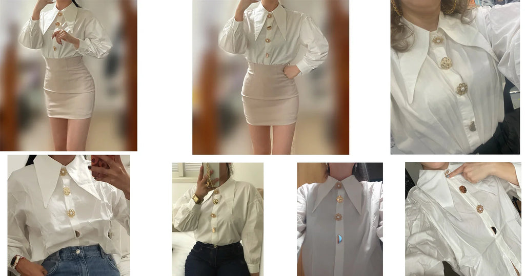 Comfortable Long Sleeve Office Blouse for Women with Turn Down Collar Classic Fit Shirt Blusas for Work and Casual Wear