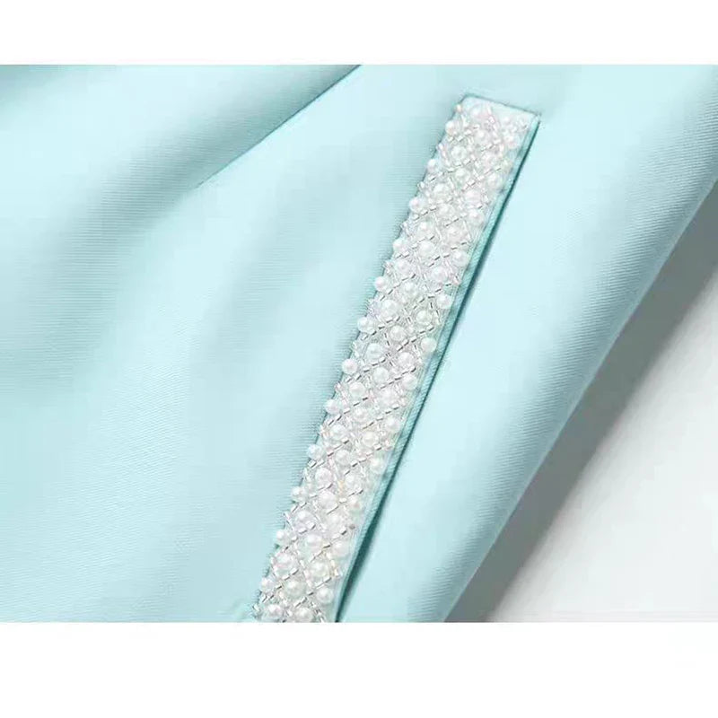 Chiffon Embroidered Dress For Women With Pockets Office