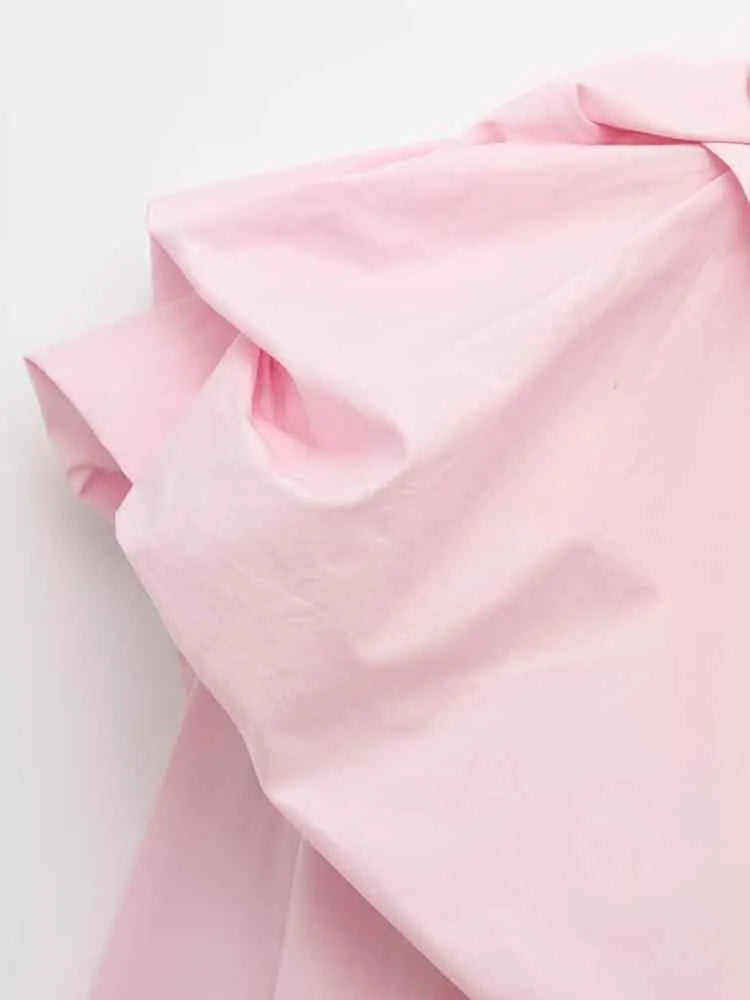 Women's Romantic Fluffy Poplin Shoulder Shirt Solid Color Versatile Fashion Top