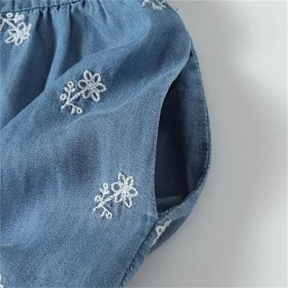 Womens V Neck Embroidered Dress Casual Elegant Short Sleeve