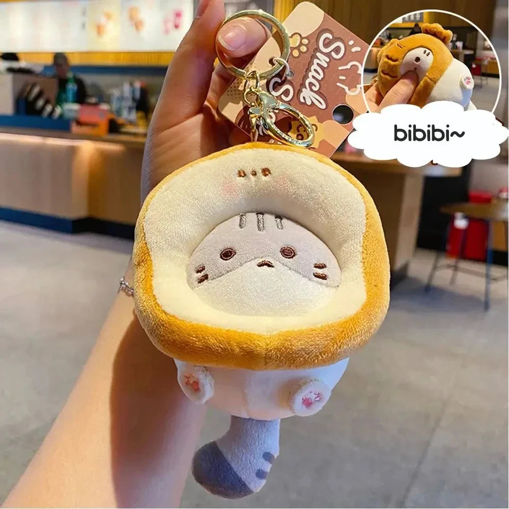 Cute Cocoa Cat Plush Keychain Pendant for Schoolbags and Dolls