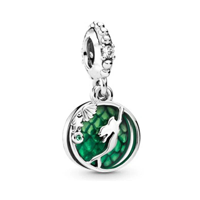 925 Sterling Silver Mermaid Princess Elsa Dress Charm Bead for DIY Bracelets and Women Jewelry