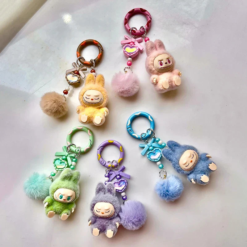 Mini Keychain Cartoon 3D Doll Pendant for Students School Bags and Car Keys