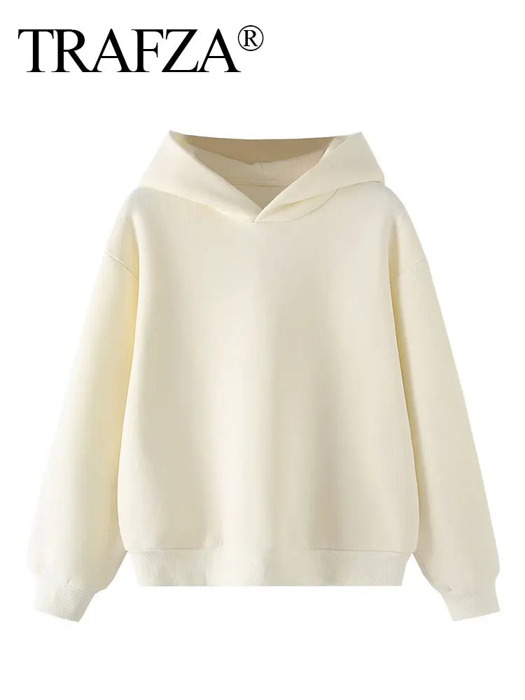 Chic Solid Hoodie and Wide Leg Trouser Set for Women with Elastic Waist and Lace-Up Detail Perfect for Casual and Commute Wear