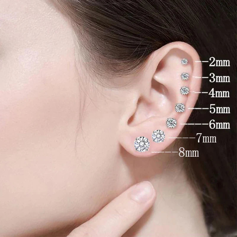 Stainless Steel Crystal Stud Earrings for Men and Women Durable Non-Fading Jewelry