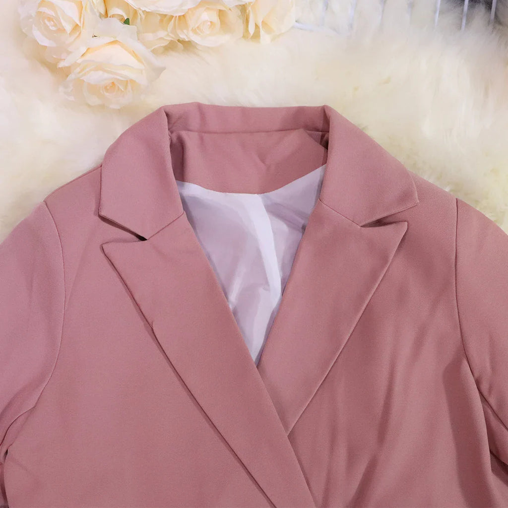 Bamboo Fashion Blazer Suit and Wide Leg Pants Set for Women