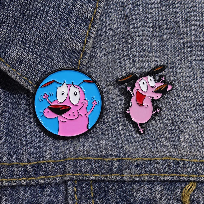 Cute Cartoon Pink Dog Enamel Pins Brooches Fashion Jewelry Accessories Gift for Kids and Friends