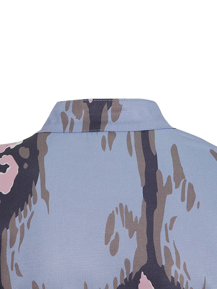 Printed Lantern Sleeve Dress For Women Summer Lightweight